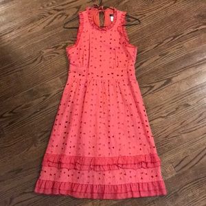 J. Crew 4 or 2 dress pink eyelet ruffle sleeveless